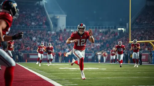 Documentary photograph: Cam Skattebo 16-Yard TD  Giants Lead Over Texans