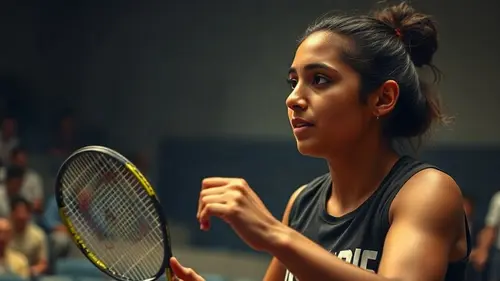 Documentary photograph: Anahat Singh Overcomes Five-Game Deficit to Reach Maiden PSA Gold Semi-Final in California