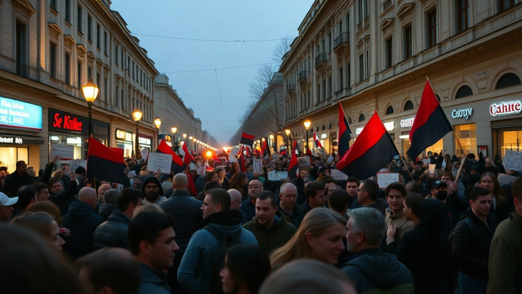 Documentary photograph: Belgrade Streets Swell With Demonstrators as Serbian Leadership Faces Mounting Public Defiance