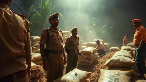 Documentary photograph: Kerala Police Intercept Massive Interstate Contraband Shipment Hidden Beneath Agricultural Cargo in Thrissur