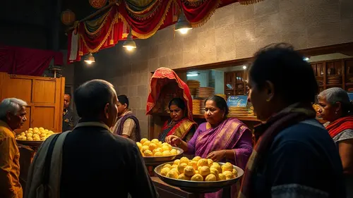 Documentary photograph: Srisailam temple to open three more laddu counters  including one for women  for Kartikam rush