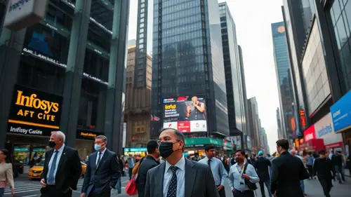 Documentary photograph: Infosys shares fall 4 after IT major lowers FY27 guidance