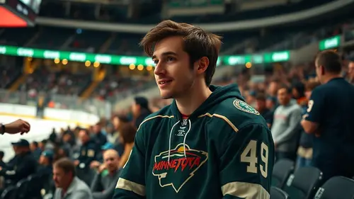 Documentary photograph: Quinn Hughes says his feet are planted in Minnesota Wild