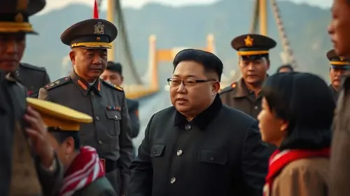 Documentary photograph: Kim Jong Un Enters China as Vital Border Bridge Reopens