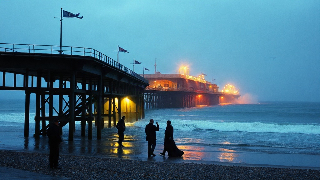 Documentary photograph: Brighton s Historic West Pier Suffers Collapse in Storm