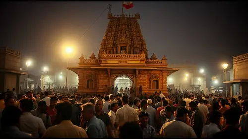 Documentary photograph: Dwarkadhish Temple Sees Massive Surge on Sharad Purnima