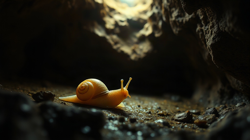 Documentary photograph: Chinese Cave Yields Eyeless Ghost Snail in Rare Discovery
