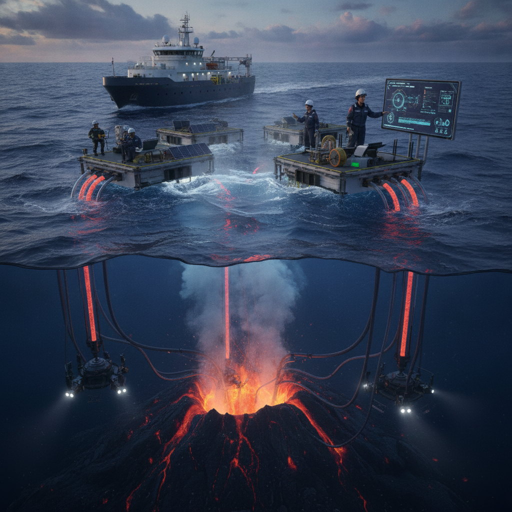 AI-generated editorial photograph: Startup taps underwater volcano as energy source in "proof point" test