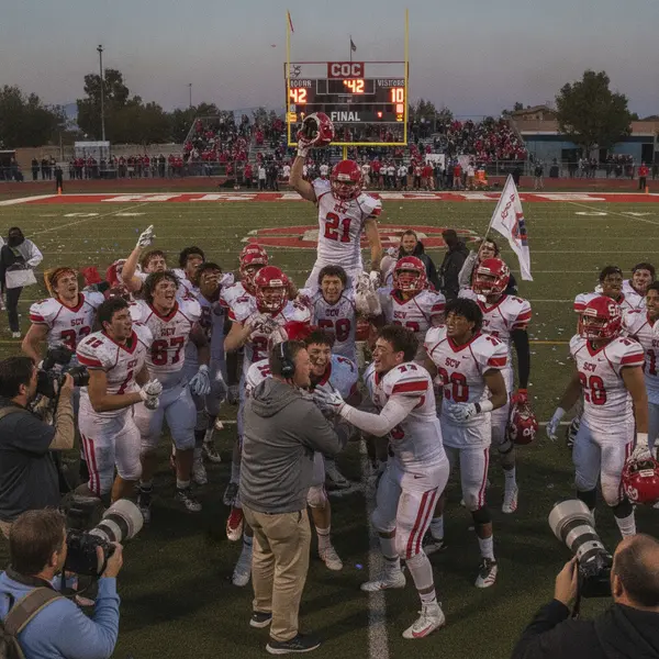 AI-generated editorial photograph: SCV Football: COC Gets a Win
