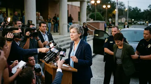 Authentic editorial documentary photograph: AG Uthemier announces arrest of Kissimmee Mayor Jackie Espinosa