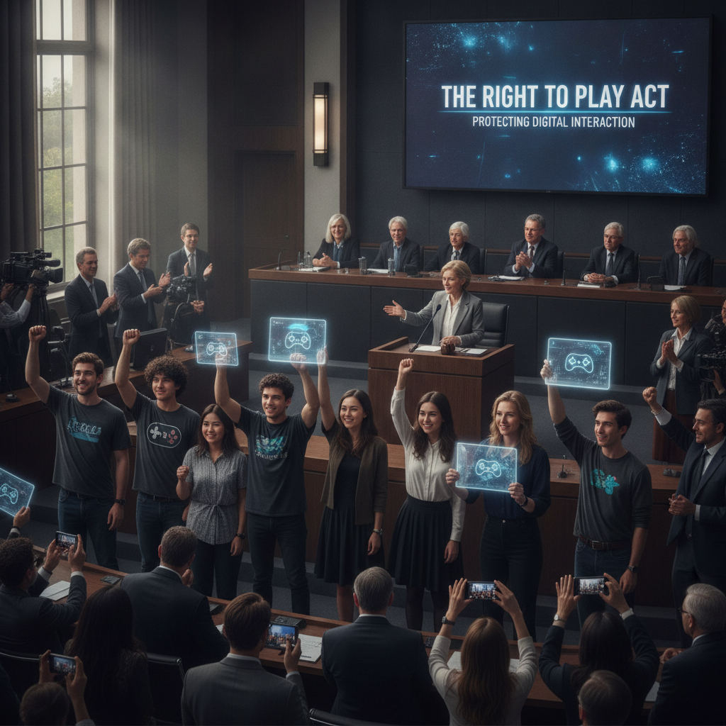AI-generated editorial photograph: New video game law introduced to protect ‘right to play’