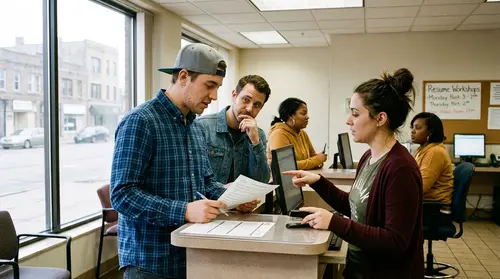 Authentic editorial documentary photograph: Jobless claims near the lowest since the 1960s as low-fire trend continues