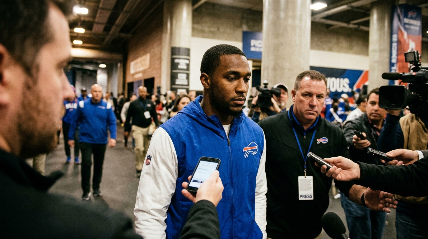 Authentic editorial documentary photograph: Bills' Sam Franklin suspended one game for spitting; will appeal, per sources