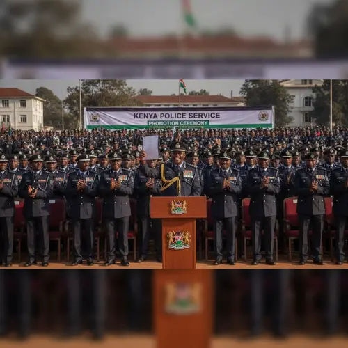 AI-generated editorial photograph: IG Kanja promotes 1,948 police officers after Court of Appeal ruling - The Star, Kenya