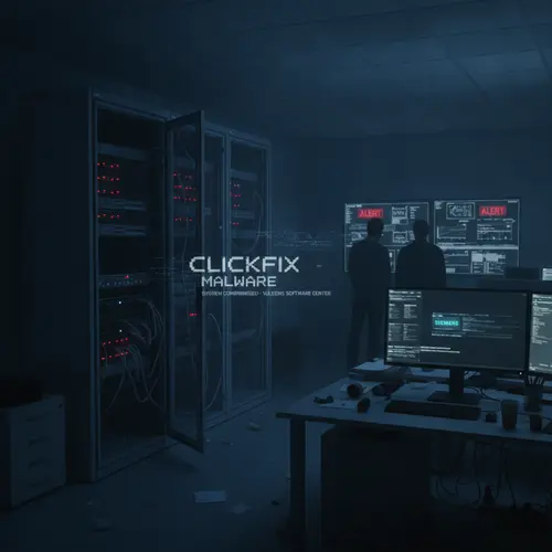 AI-generated editorial photograph: Siemens Software Center Vulnerability Exploited in ClickFix Malware Attacks
