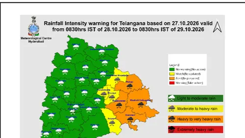 Authentic publisher wire photograph: Cyclonic storm Arnab impact on Telangana | Heavy-very heavy rainfall forecast in four districts, yellow alert 