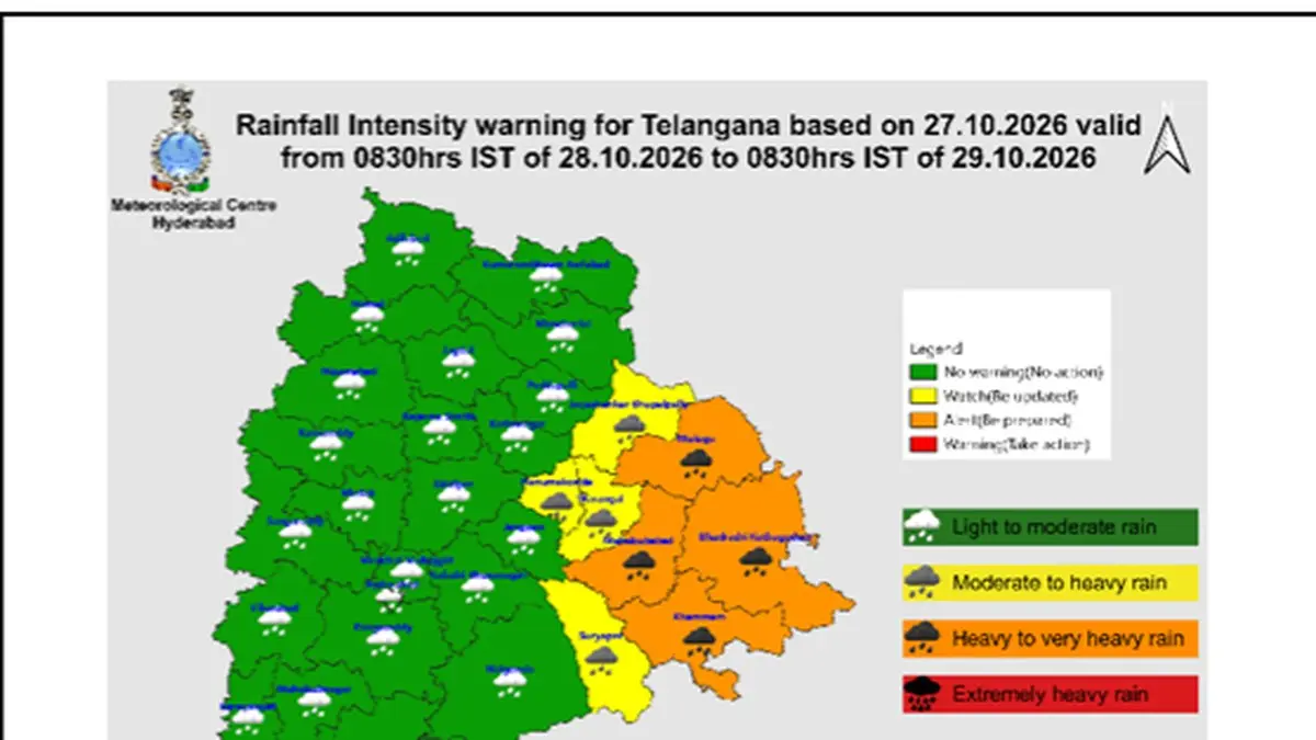 Authentic publisher wire photograph: Cyclonic storm Arnab impact on Telangana | Heavy-very heavy rainfall forecast in four districts, yellow alert