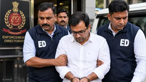 Authentic publisher wire photograph: Airport Interception Unmasks Lawyer in Massive ₹28,000 Crore Cyber Scam