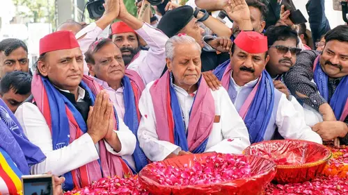 Authentic publisher wire photograph: SP Scrambles as Delhi Buddhist Pledge Exposes Core Dalit-OBC Coalition Rift